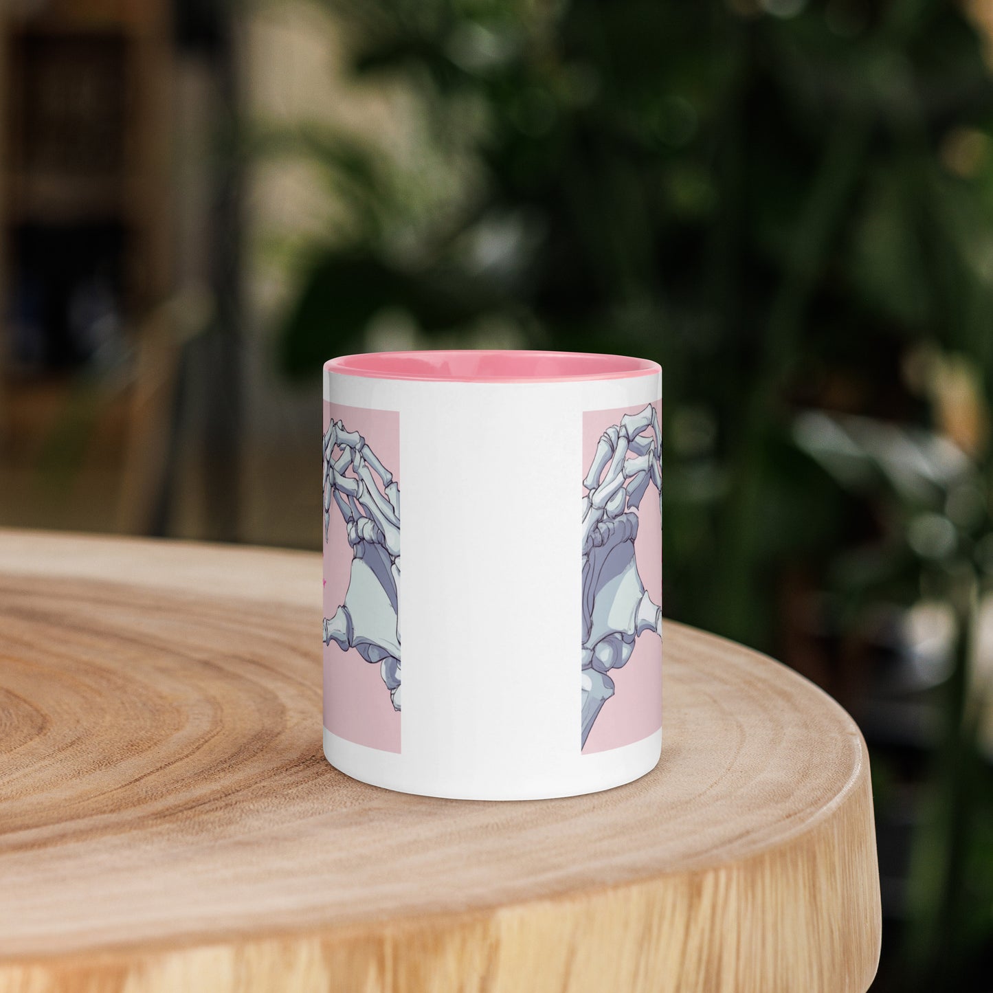 Rückansicht der Bone Amour Tasse, nachhaltig hergestellt, mit anatomischem Herz- und Skelett-Design für Medizin-Profis.