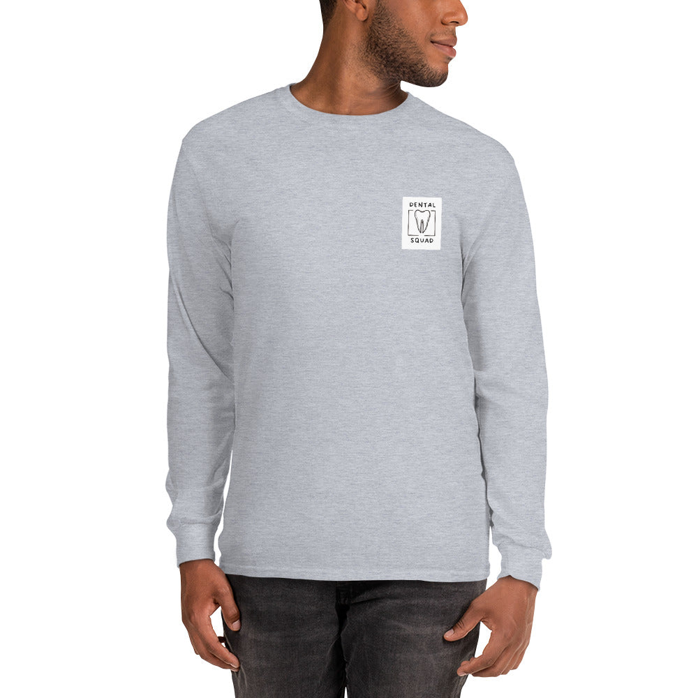 Langarmshirt für Zahnmediziner und Medizinstudenten – Vorderseite, sport grau