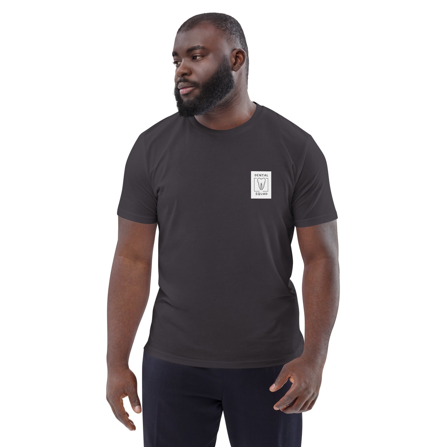Unisex-T-Shirt aus Bio-Baumwolle mit Zahn-Icon und Spruch 'You're the root of my smile' – ideal für Zahnmediziner, Dentalfans und Mediziner.