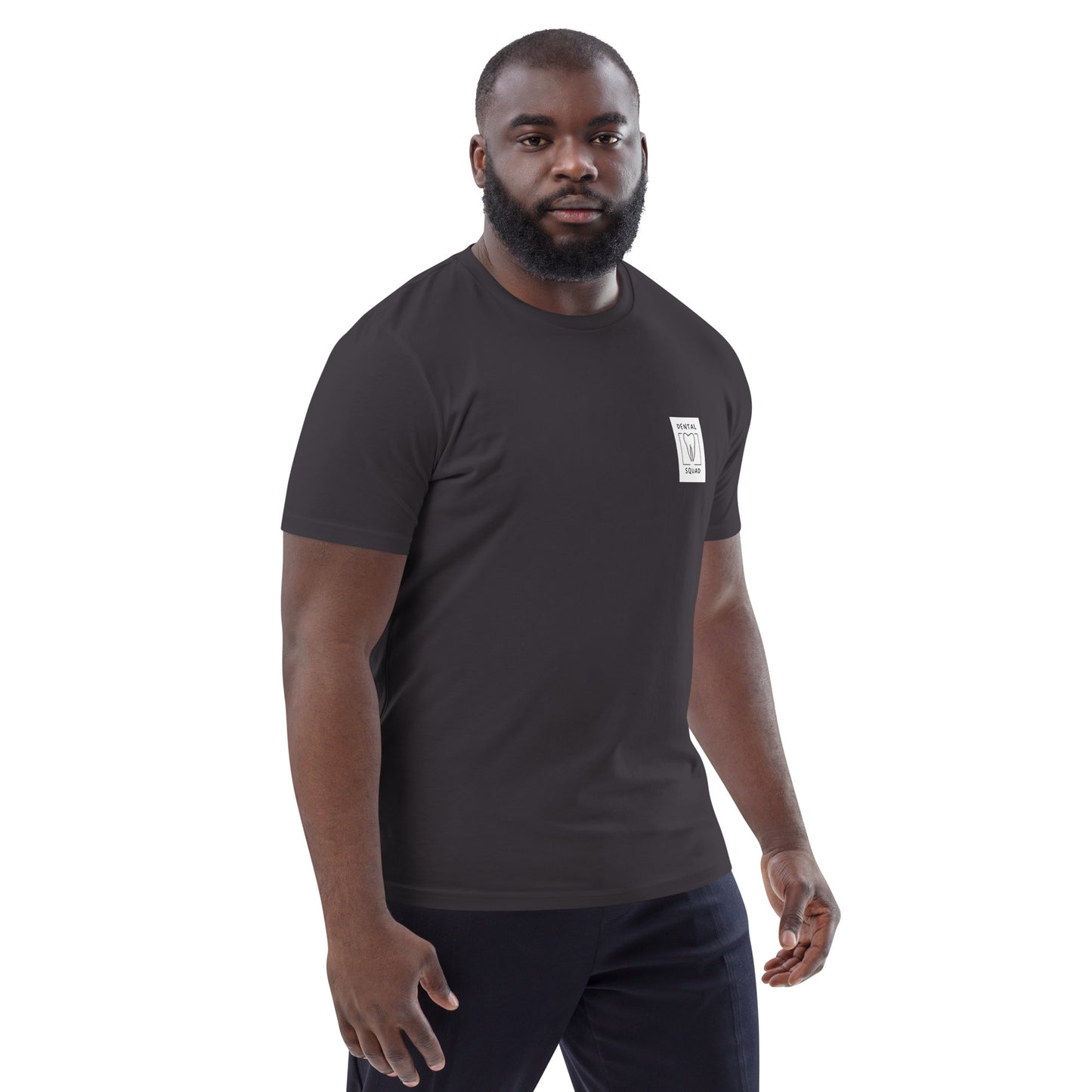 Unisex-T-Shirt aus Bio-Baumwolle mit Zahn-Icon und Spruch 'You're the root of my smile' – ideal für Zahnmediziner, Dentalfans und Mediziner.