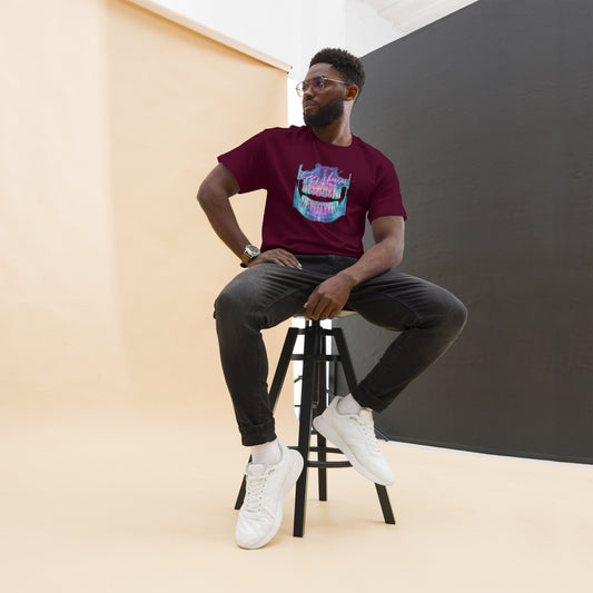 Bordeauxfarbenes T-Shirt für Zahnärzte und Zahnmedizinstudenten mit kreativem Zahn-OPG-Design.